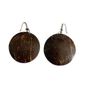 Handmade Round wooden drop boho earrings